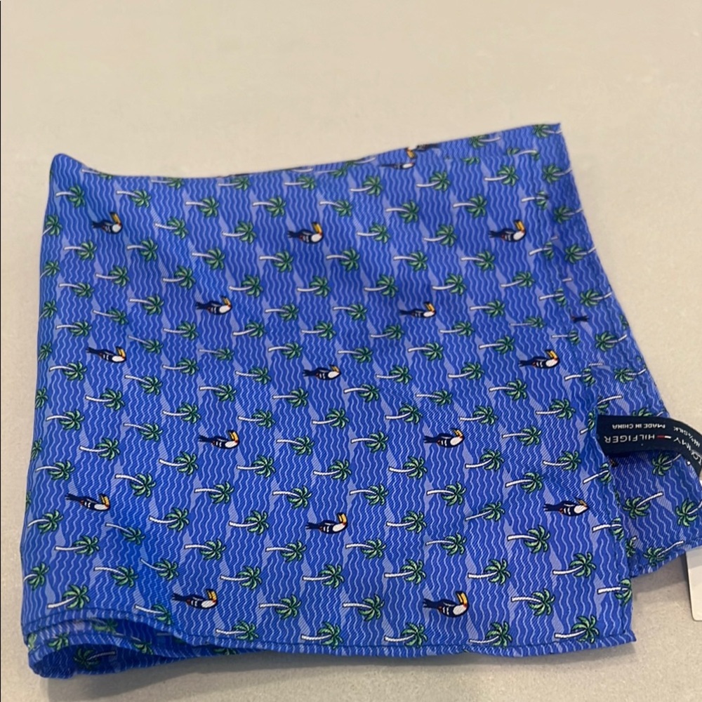 Tommy Hilfiger Blue tropical Silk Pocket Square